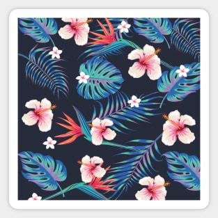 Hibiscus and Tropical Leaves Design Magnet